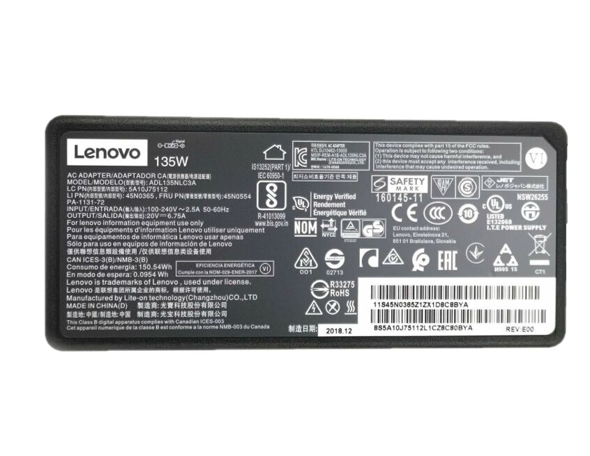 Original 135W 20V 6.75A Lenovo 5A10J75112 Netzteil + Frei Ladekabel