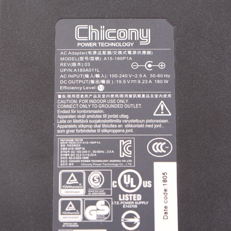 180W 19.5V 9.23A Clevo 6-51-P17S2-011 Netzteil + Frei Kabel
