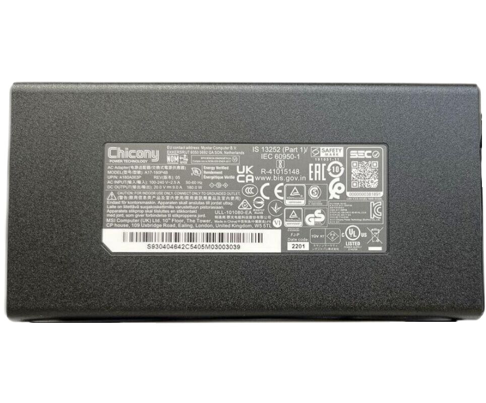 Original 20V 9A 180W Chicony A180A063P Chargeur AC Adaptateur