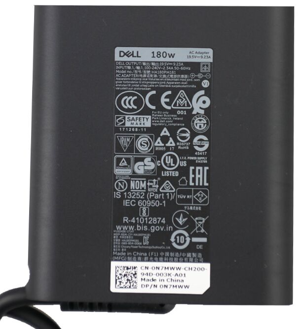 Original 19.5V 9.23A 180W Dell 450-16903 Netzteil + Frei Ladekabel