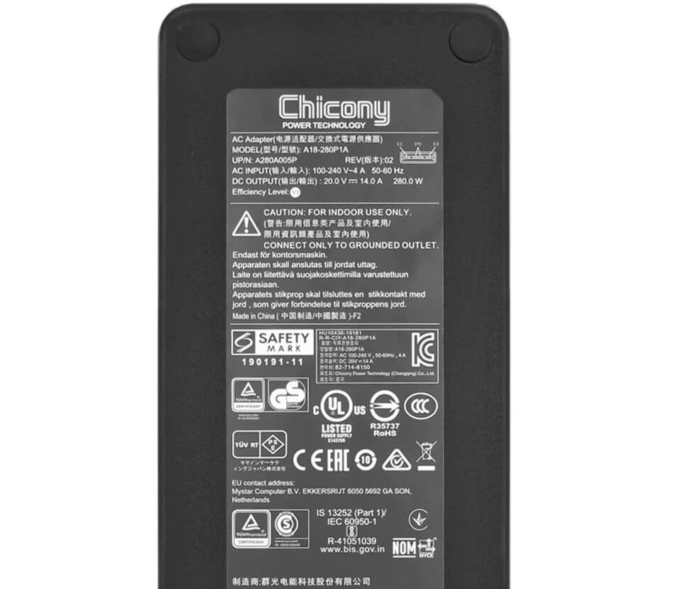 Original 20V 14A 280W MSI 6-51-28022-2101 Chargeur AC Adaptateur + Cable
