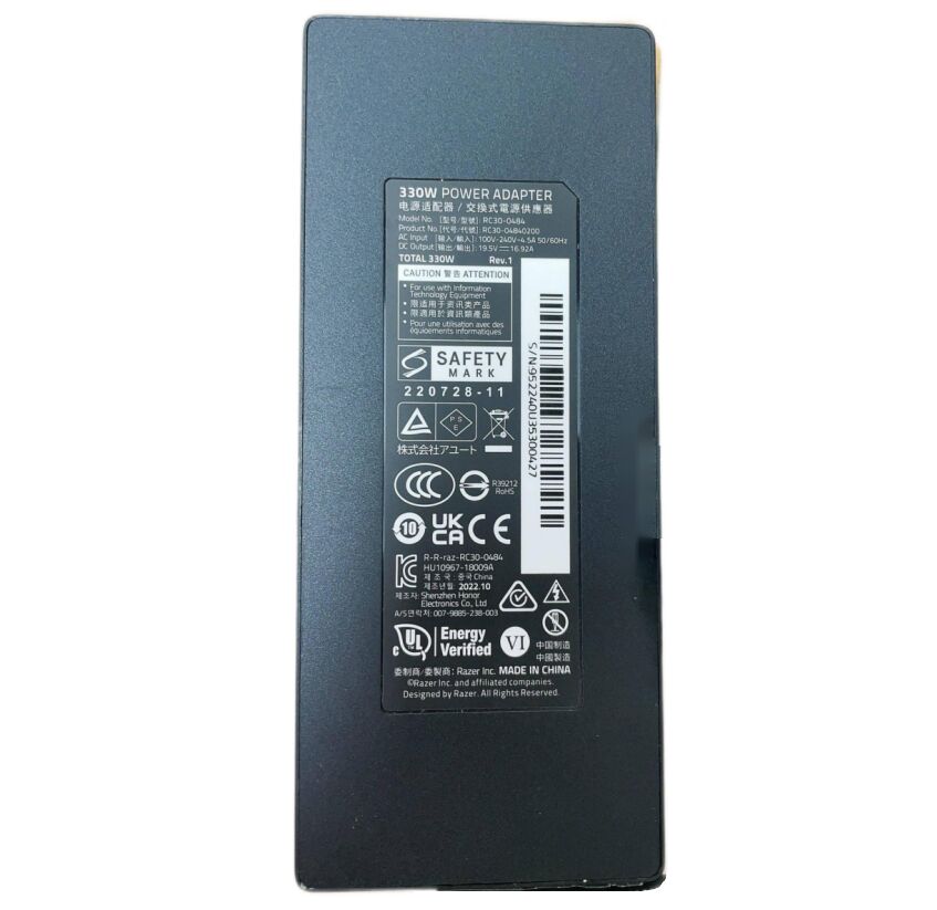 Original 330W 19.5V 16.92A Razer Blade 16 (2023) Netzteil + Frei Ladekabel