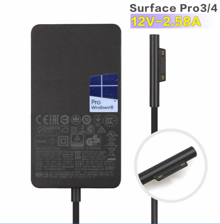 12V 2.58A 36W Ersatz für Microsoft 1625 Surface Pro 3 5D2-00017 Netzteil + Ladekabel