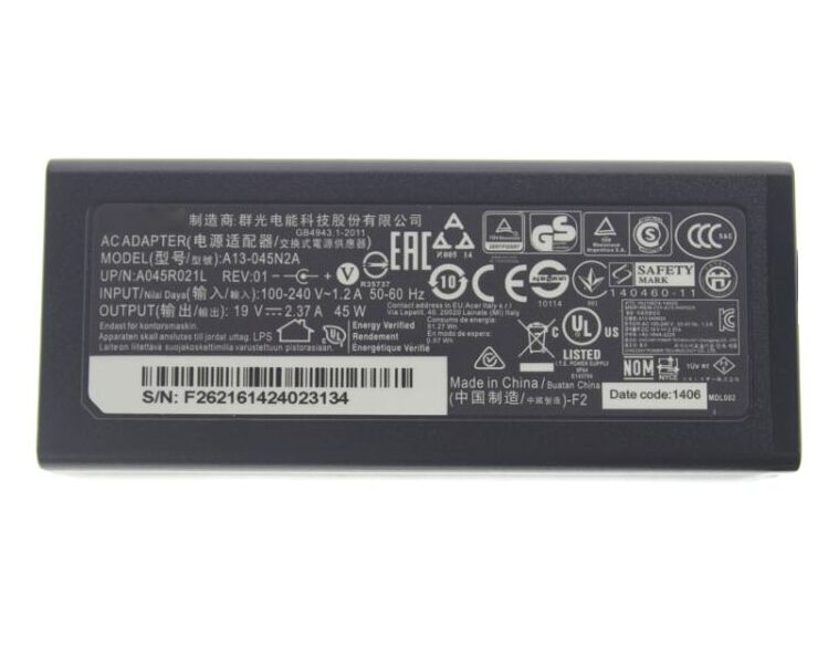 45W 19V 2.37A Ersatz für Acer A045R016L Netzteil + Frei Ladekabel