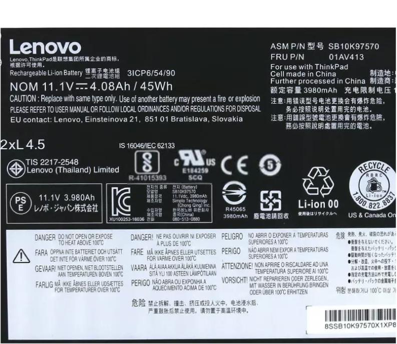 Original 4080mAh 45Wh Lenovo 01AV413 Batterie