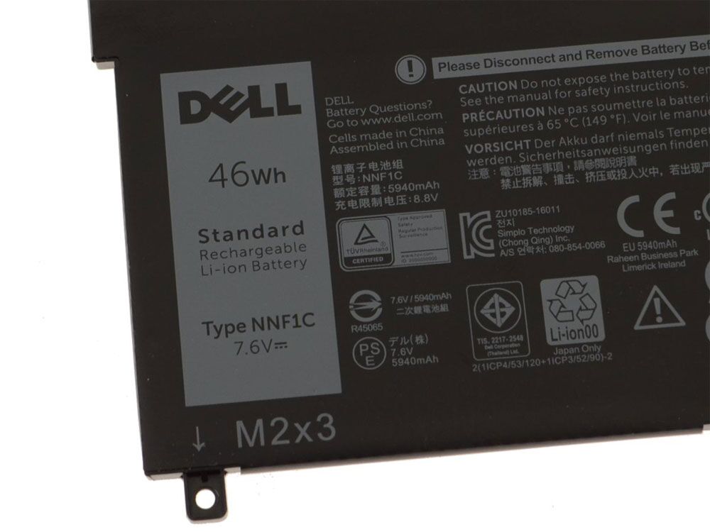 Original 4 Zellen 5940mAh 46Wh Akku für Dell NNF1C