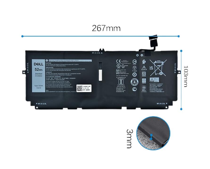 Original 4-Zellen 6500mAh 52Wh Akku für Dell 2XXFW