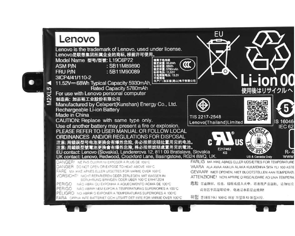 Original 5887mAh 68Wh Akku für Lenovo L19L6P72