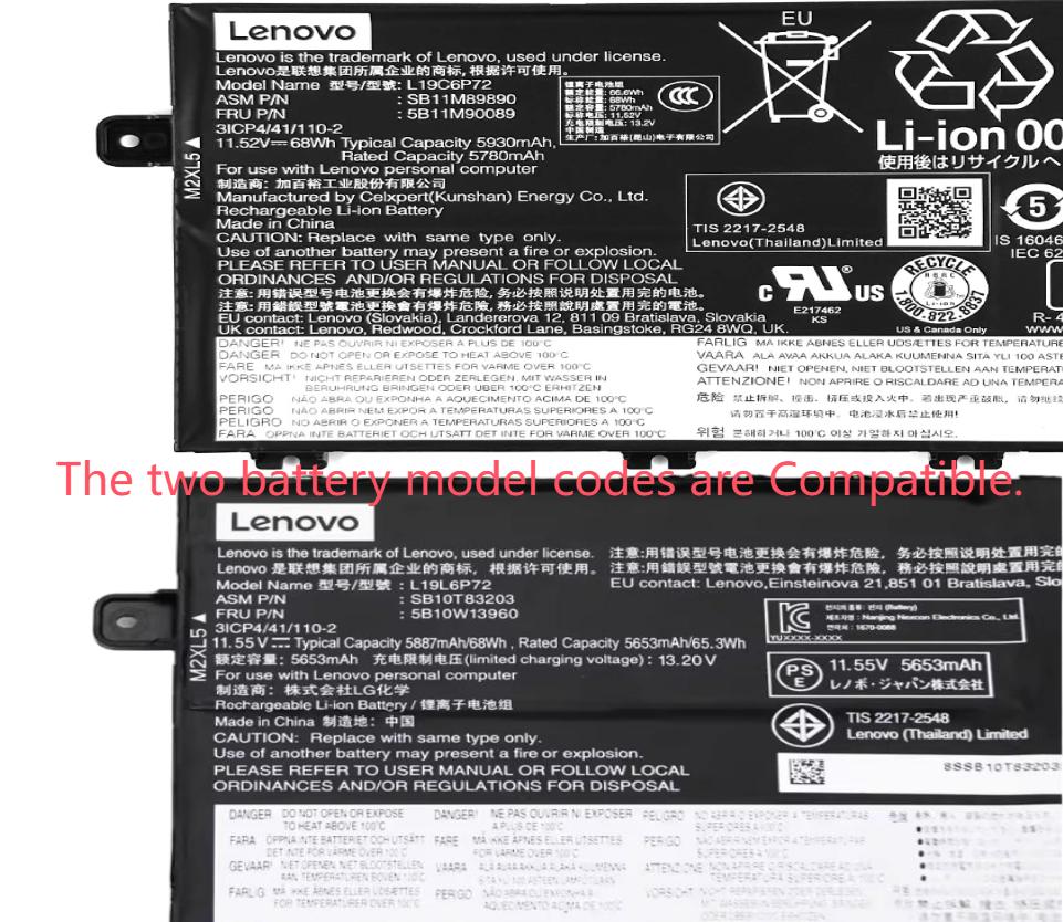 Original 5887mAh 68Wh Akku für Lenovo L19L6P72