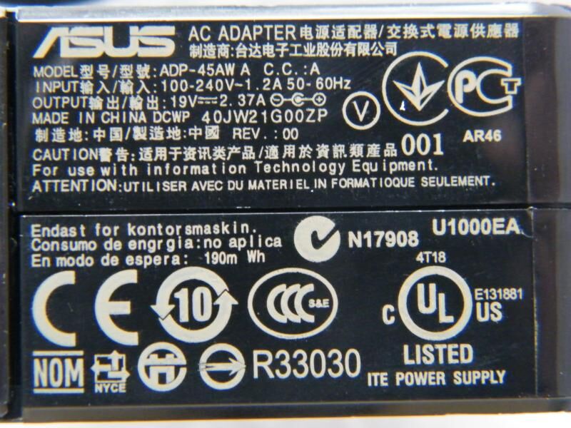 Original 19V 2.37A 45W Asus 0A001-00040700 Chargeur AC Adaptateur