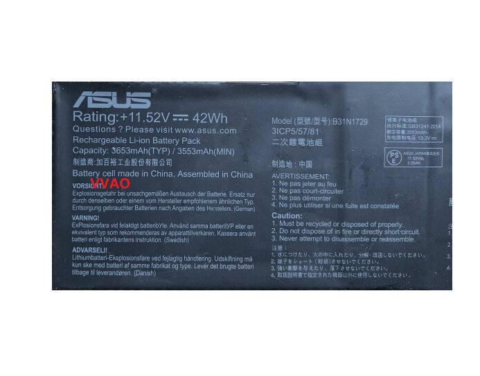 Original 3653mAh 42Wh Asus 0B200-02920000 Batterie