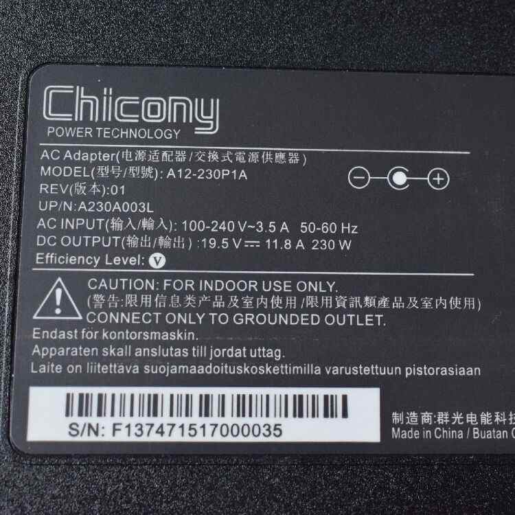 Original 19.5V 11.8A 230W MSI GT62VR 6RD-045XPL Chargeur AC Adaptateur