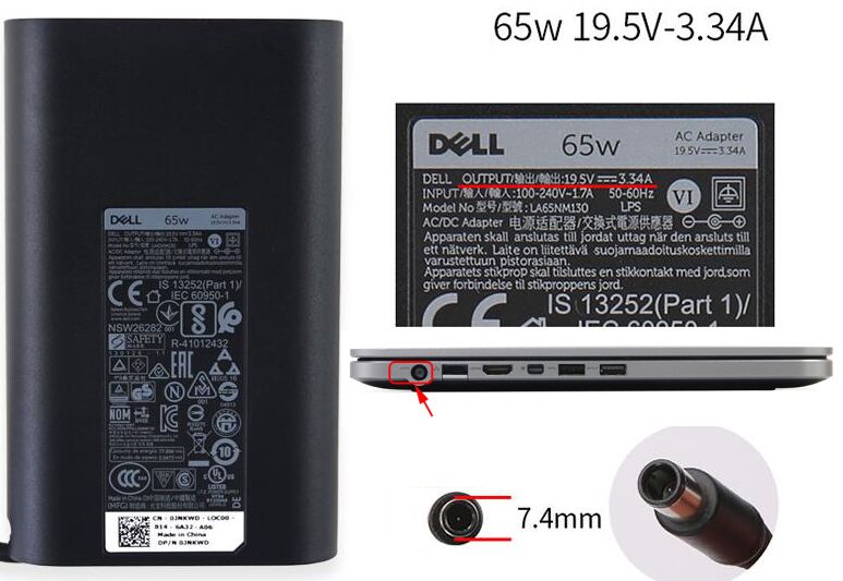 Original 19.5V 3.34A 65W Dell XPS M121 Chargeur AC Adaptateur