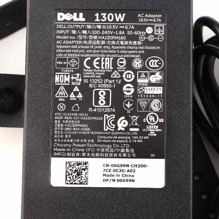 Original 19.5V 6.7A 130W Dell Alienware 13 R2 Chargeur AC Adaptateur