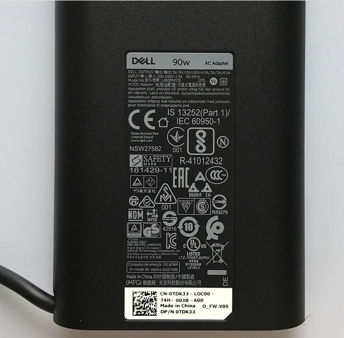 Original 90W USB-C Dell TDK33 Chargeur AC Adaptateur