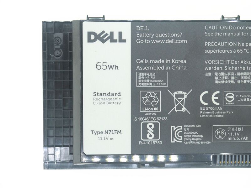 Original 6 Cellules 65Whr Dell 9GP08 Batterie