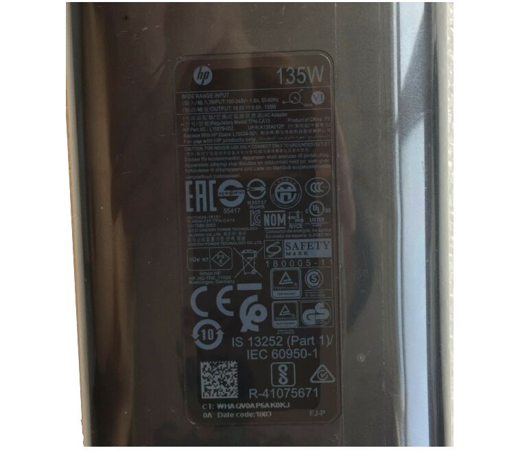 Original 135W HP Omen 15-dc0000nd 15-dc0024cl Chargeur AC Adaptateur