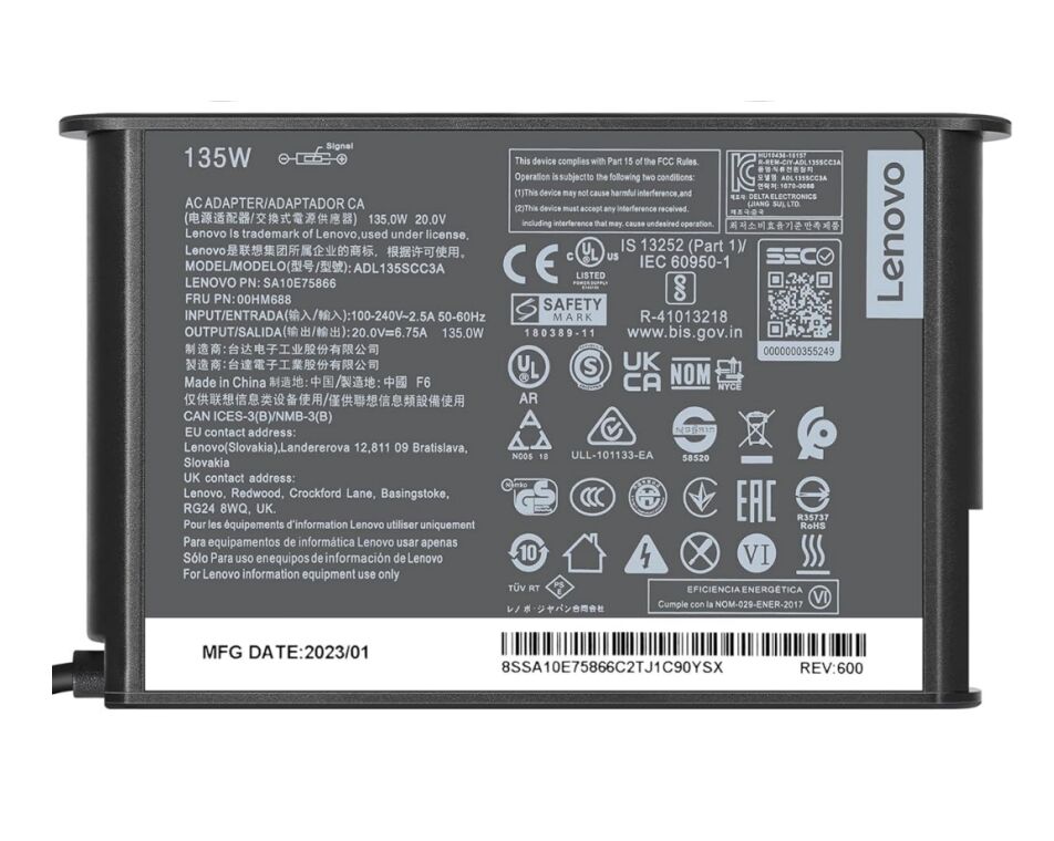 Original 135W Lenovo ThinkPad P1 2nd Gen 20QT000DMD Netzteil + Frei Ladekabel