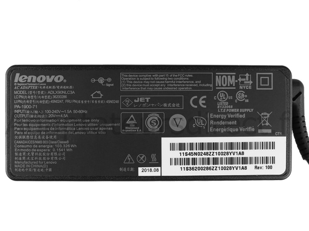 Original 20V 4.5A 90W Lenovo 36200030 Chargeur AC Adaptateur