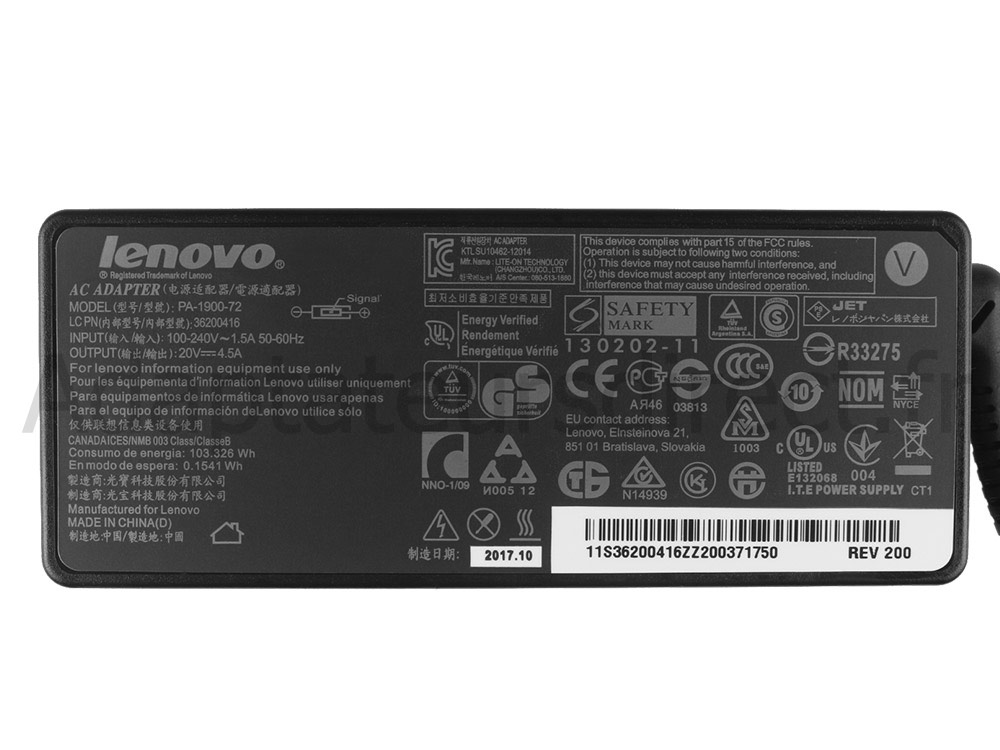 Original 20V 4.5A 90W 90W Lenovo ThinkPad P50s Chargeur AC Adaptateur