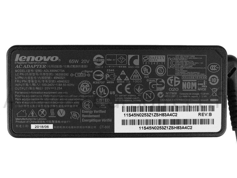 Original 20V 3.25A 65W Lenovo 00HM613 Chargeur AC Adaptateur