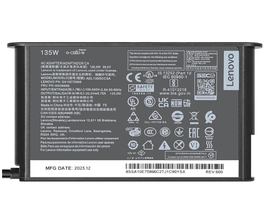 Original 135W 20V 6.75A Lenovo 45N0554 Chargeur AC Adaptateur